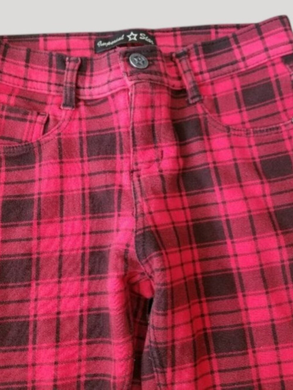 IMPERIAL STAR Red and Black Plaid Jeans Leggings Girls Size 12 - Picture 5 of 5